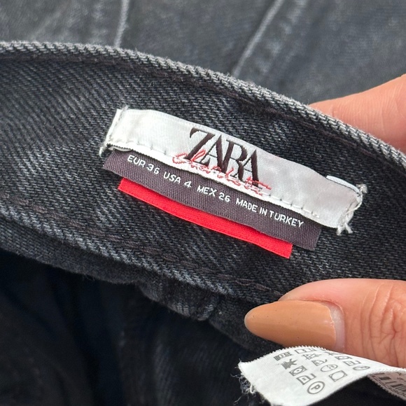 NWT Zara Womens Jeans Size 4 Black Wide Leg Denim - Picture 5 of 8